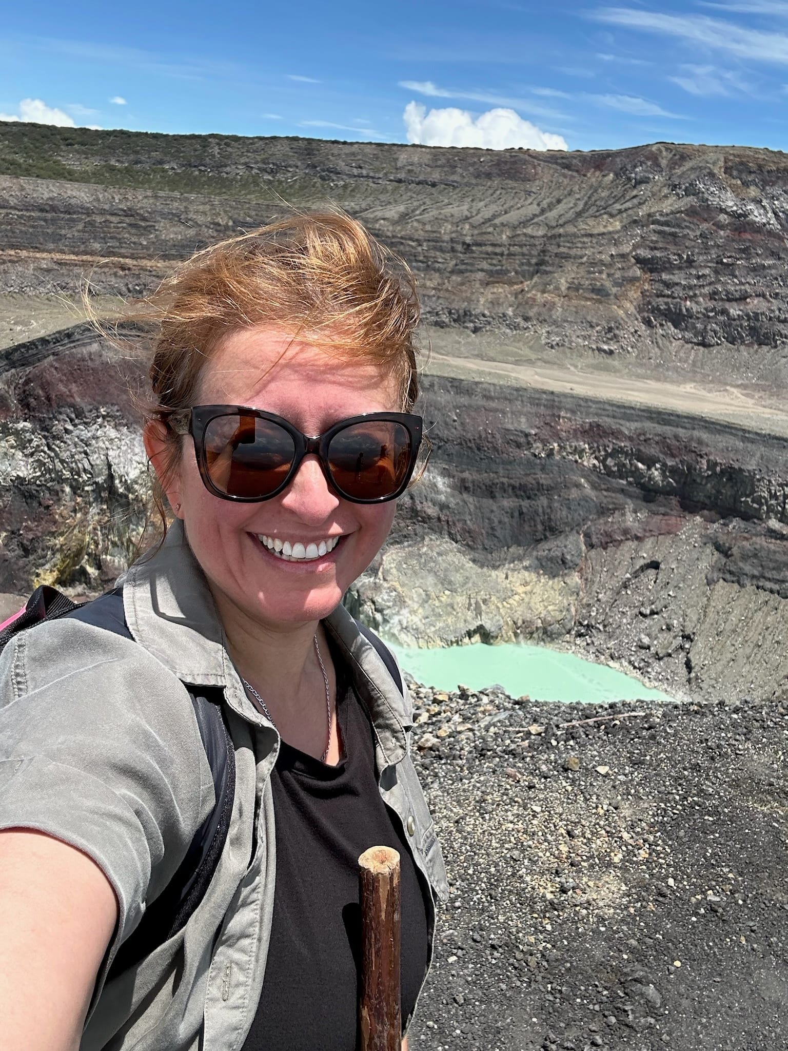 Ana Avilés hiking at the crater of Santa Ana volcano in El Salvador